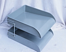 Globe Wernicke 2-Tier Gray Metal File Letter Tray Desk Top Organizer picture
