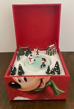 RARE Mr Christmas Wind-Up Disney Minnie Mickey Mouse Music Box Ice Skating 2014 picture