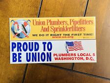 2 Vintage Plumber, Pipefitters Proud To Be Union Bumper Stickers picture