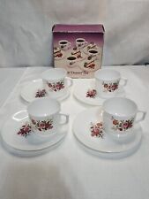 Coffee and Dessert Set 4 Cups 4 plates Plastic Tea Party Vintage Roses picture