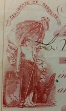 Beautiful Bank Check Franklin National Bank 1874 Certificate Of Deposit Nice 🎨  picture