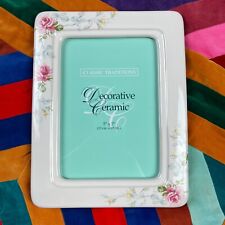 Vintage Rectangle White Ceramic Floral Photo Frame Picture 5
