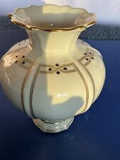 Vintage Lenox Vanguard Collection Ivory & Gold Trim Vase Porcelain 7