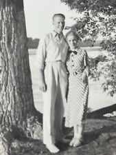 LC Photograph Cute Couple Handsome Man Beautiful Woman Portrait Tree Lake 1940's picture