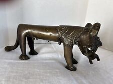 Vintage African Bronze Benin Standing Lion With Prey In Mouth picture