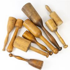 Lot of 9 Antique + Vintage Wooden Pestles or Mallets (various sizes) picture