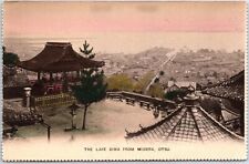 VINTAGE POSTCARD VIEW OF LAKE BIWA FROM BHUDDIST TEMPLE MII-DERA OTSU JAPAN 1910 picture