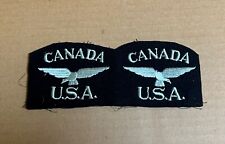 WW2 Canadian USA RAF Nationality Shoulder Title Patch Pair NEW OLD STOCK picture