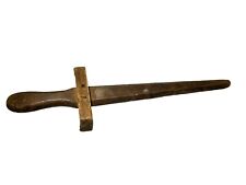 Primitive Antique Wooden Kids Hand Carved Sword Dagger Play Cosplay Pan Toy 16” picture