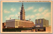 New U. S. Post Office and Terminal Tower, Cleveland, Ohio - Postcard picture