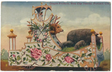Portland, OR Oregon old Postcard, Rose Festival Floats, Huge Hog picture