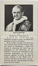 Special Message of His Holiness Pope Paul VI Vintage 1975 Devotional Prayer Card picture