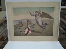 ANTIQUE COLORED LITHOGRAPH OF BIBLICAL ANGEL CIRCA 1850 PRINTED IN PARIS #3 picture