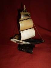 Vintage Carved Horn Sailing Clipper Ship Nautical Decor-1960's picture