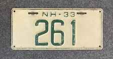 1933 New Hampshire License Plate Nice Tag 261 Low Number NH 33 picture
