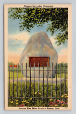 Postcard Morgan Surrender Monument in Lisbon Ohio, Vintage Linen M6 picture