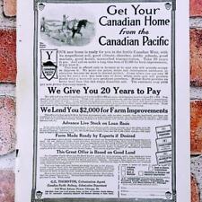 1914 Get Your Canada Home from Canadian Pacific Colonization - Original PRINT AD picture