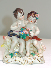 Antique L&R Germany Porcelain Dresden Style Cherub Couple Figurine picture