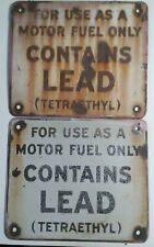 Tetraethyl Vtg Porcelain Metal For use as a motor fuel Sign Lot of 2 picture