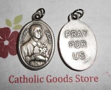 Saint St. Gemma Galgani / Pray for Us - Italian Silver Oxidized 1 inch Medal  picture