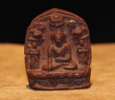 Rare Nice Tibet 1800s Old Buddhist Medicine Clay Tsa Tsa Buddha Sakyamuni Statue picture