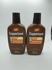 2 Coppertone Vintage 90s Brown Bottle SPF 4 Waterproof Sunscreen Lotion 8 Oz picture