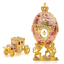 Royal Imperial Pink Faberge Egg Replica: Extra Large 6.6 inch + Carriage by Vtry picture