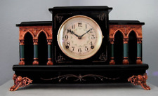 Old Antique Sessions Black Mantel Shelf Clock Laurence 1915 Fully Restored picture