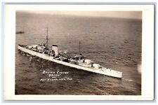 c1940's British Cruiser Orion Off Port Everglades FL Vintage RPPC Photo Postcard picture