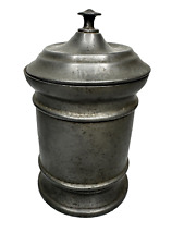 Antique Marked Pewter Tobacco Lidded Jar Pot 5.5