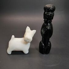Vintage Avon Poodle Scottie Terrier Dogs Perfume Bottles Black White Set of 2 picture