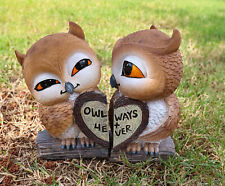Ebros Valentines Kissing Love Owl Couple Decor Statue 2 Owls W/ Heart Sign picture
