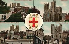 Vintage Postcard 1900's Multi View Famous Landmark Places York England UK picture