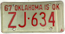 Vintage 1967 Oklahoma Auto License Plate Tag Man Cave Garage Decor Collectors picture