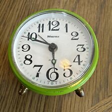 Wedgefield Vintage Wind Up Alarm Clock Green Tested Works West Germany Brass picture