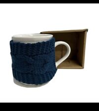 Blue Cozy Knit Coffee Tea Mug Sweater knitted White mug picture