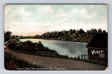 Piqua OH-Ohio, Echo Lake, Fountain Park, Antique Vintage Souvenir Postcard picture
