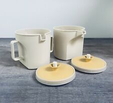 Vintage TUPPERWARE Sugar and Creamer Push Button Lid Set of 2 Gold Tops picture