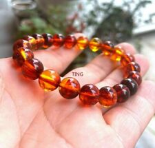 Certified 10mm Natural Mexico Sky Blue Amber Beads Bracelet 7.5