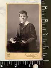 Victorian Cabinet Card Photo-Schoolboy-Found Snapshot-3.7”x2” Image-E Kerkhoff picture