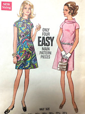 Vintage 1960s A-Line Dress Pattern LARGE COWL COLLAR Butterick 5602 Sz18 B41 picture