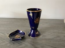 Vintage French Limoges Made In France Small Vase And Matching Trinket Dish picture