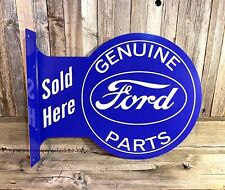 Ford Genuine Parts Large Flange Metal Tin Sign Vintage Garage Man Cave New picture