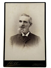 WATERBURY, CT Man Beard Dark Green Gilt Bevel Edge Victorian Cabinet Card c.1886 picture