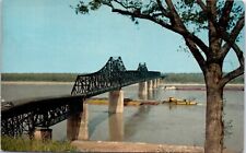 Vicksburg, MS - Mississippi River Bridge Postcard Chrome Posted picture
