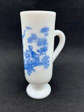 Vintage Avon Blue And White Milk Glass Empty Lotion Decanter picture