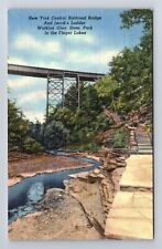 Watkins Glen State Park NY-New York, Jacobs Ladder, RR Bridge Vintage Postcard picture