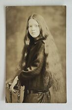 RPPC Real Photo Postcard Pretty Young Lady Long Hair Identified picture