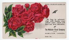 THE WEBSTER FLORAL CO. HAMILTON CANADA PRE 1907 ADVERTISING PC picture