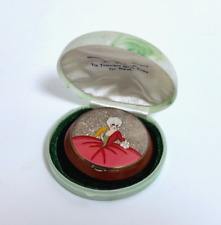 ANTIQUE FRENCH GLITTER GIRL POWDER COMPACT in ITALIAN CELLULOID BOX RARE VTG picture